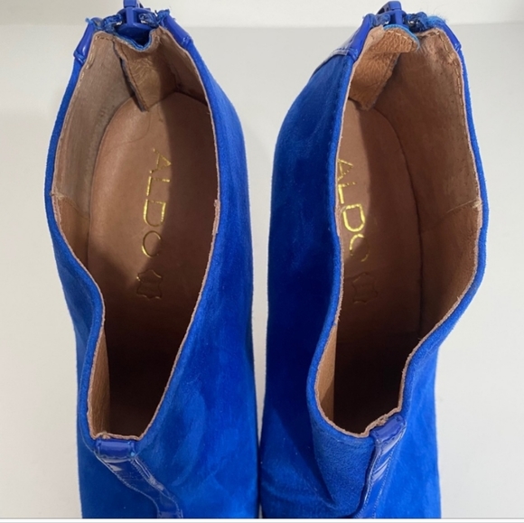 Aldo Korsen Booties Cobalt Blue Suede Stiletto 7 - Picture 8 of 9
